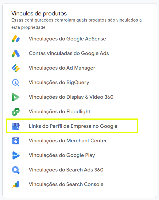 Vincular Perfil da empresa no GA4